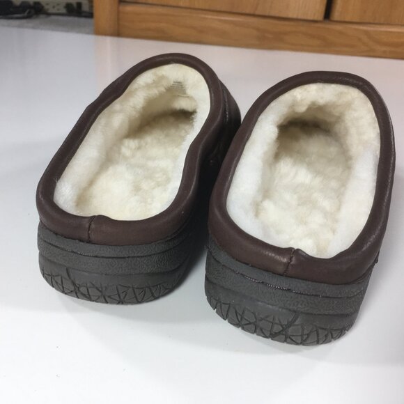 Cabelas Slippers Womens Size 7 M Brown Leather Shearling - Picture 5 of 8